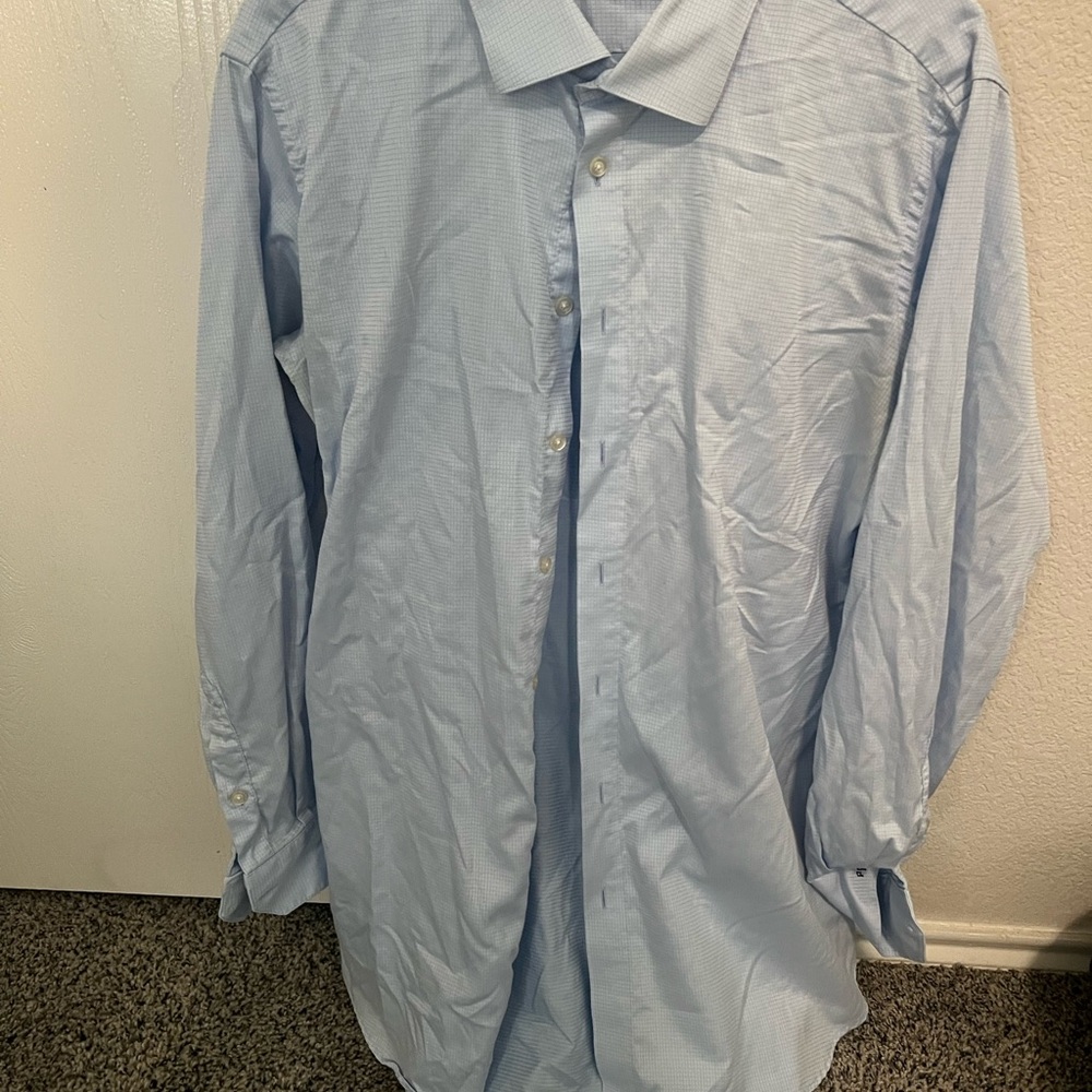 Classic Blue Dress Shirt with Traditional Collar